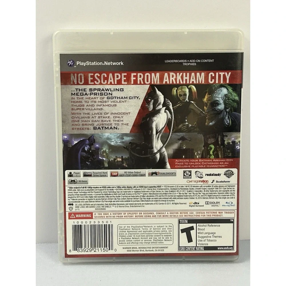 Batman Arkham City PS3 Game Complete CIB Untested Excellent Disc Condition